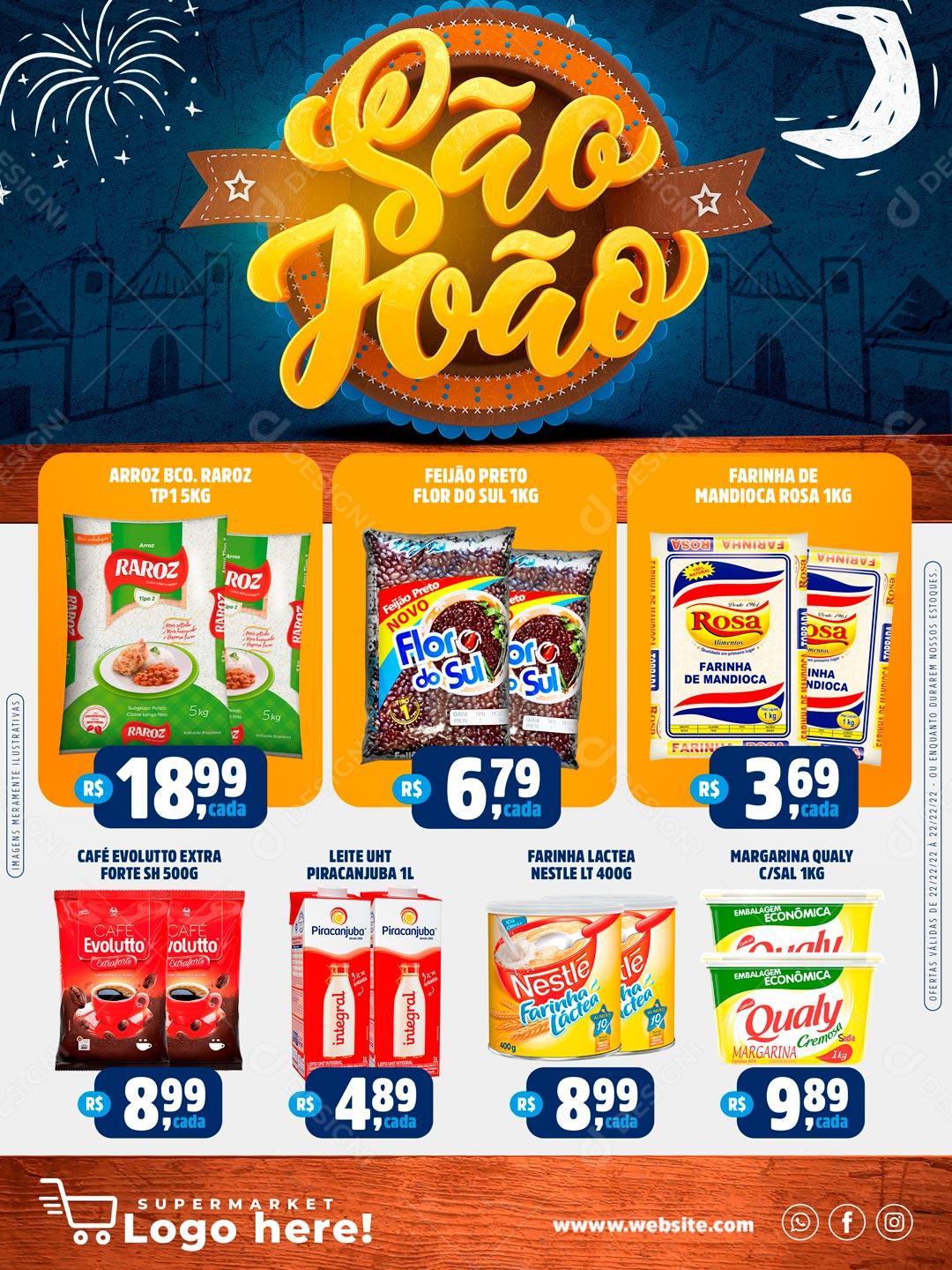 Encarte Produtos Supermercados São João Social Media PSD Editável