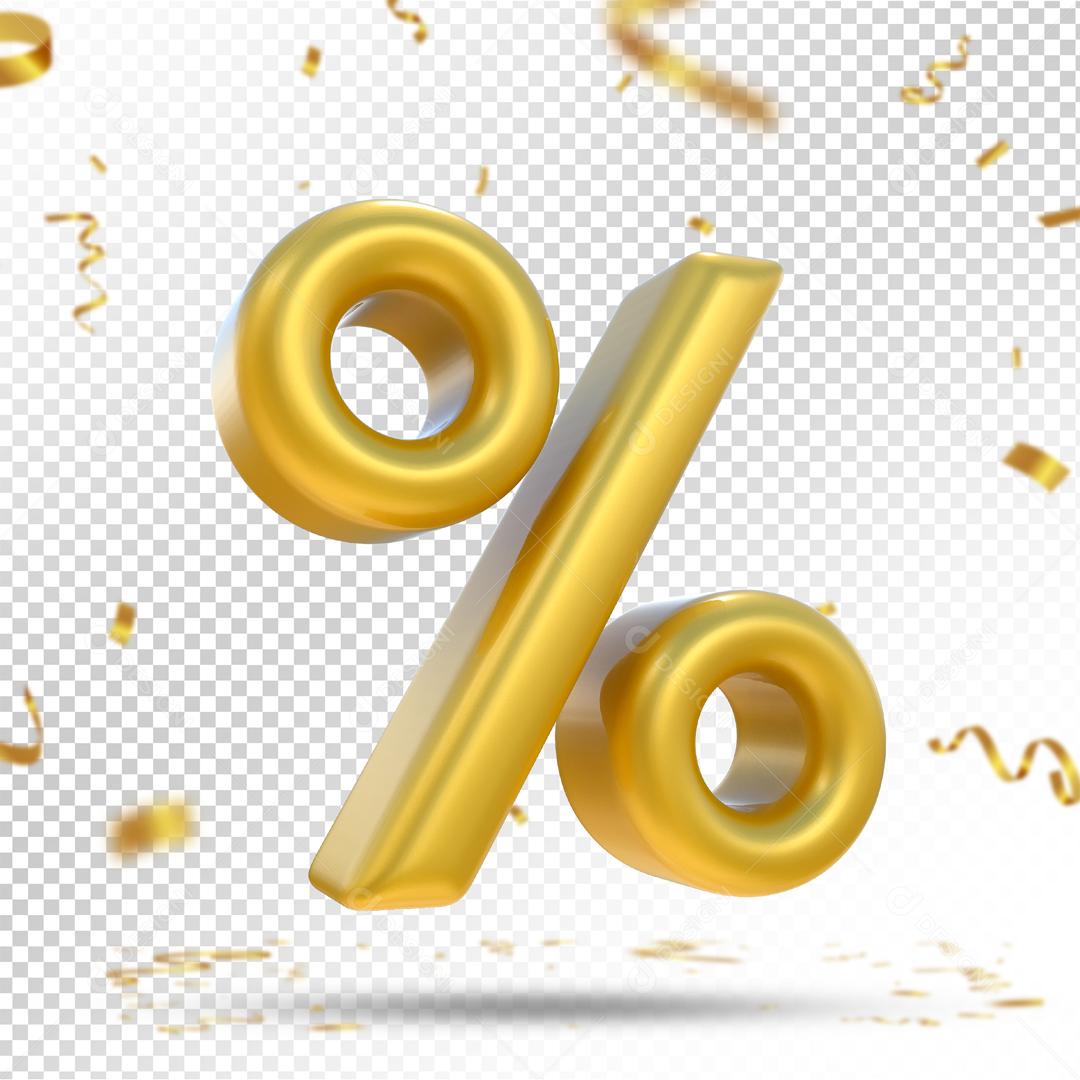 Porcentagem Dourado 3D Para Composição PSD