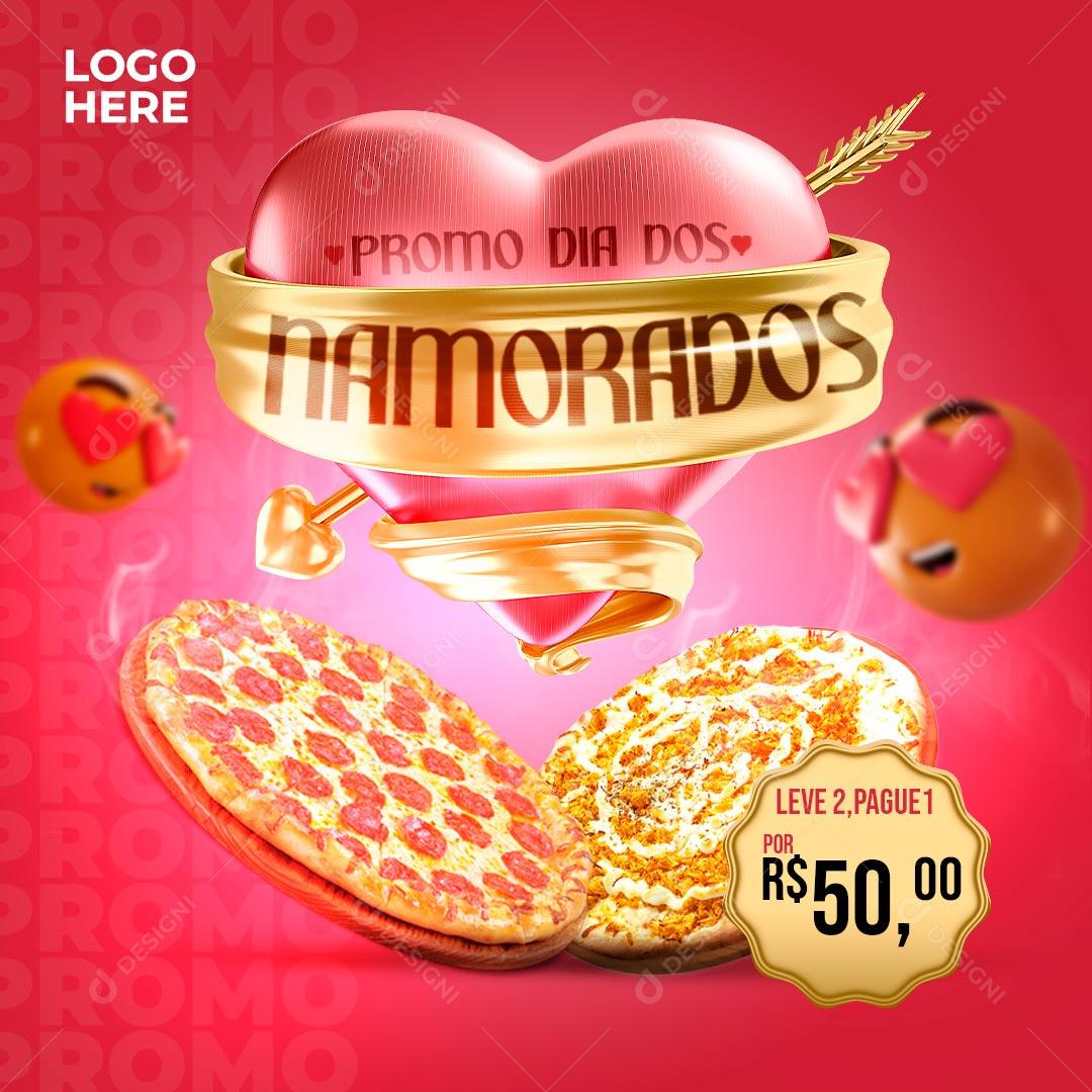 Promoção Dia Dos Namorados Pizzaria Social Media PSD Editável
