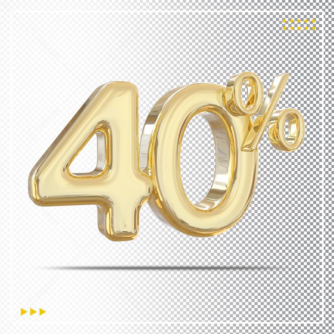 Elemento 3D 40% De Descontos Promoção PSD