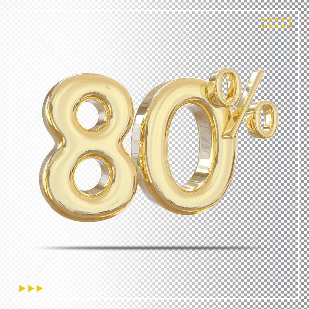 Elemento 3D 80% De Descontos Promoção PSD