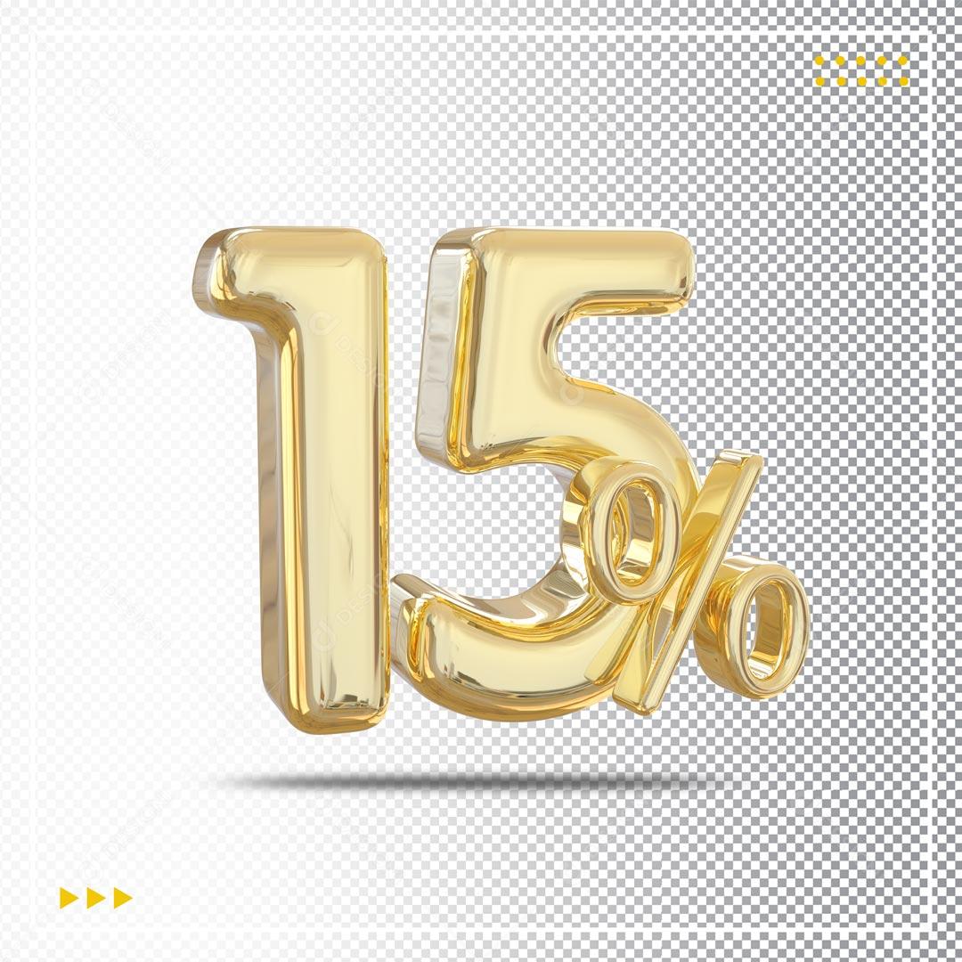 Elemento 3D 15% De Descontos Promoção PSD