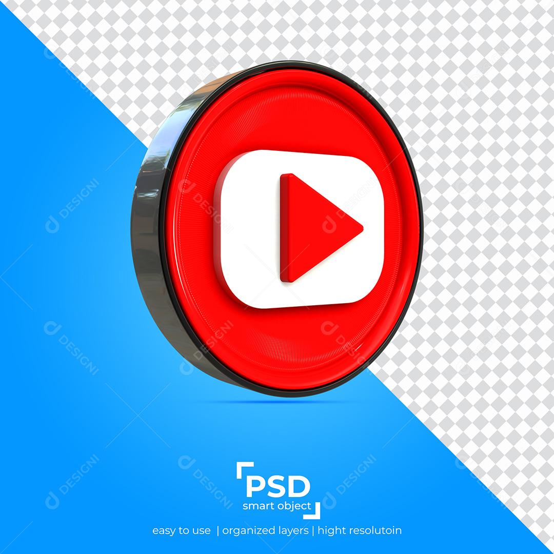 3D Youtube Icon For Composition PSD