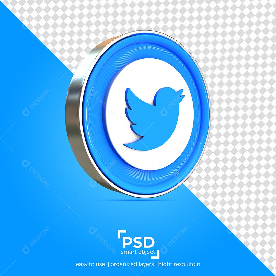 Ícone 3D Twitter Para Composição PSD