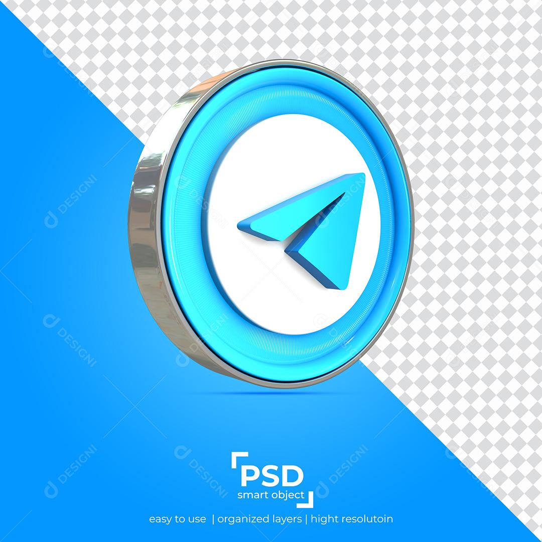 Ícone 3D Telegram Para Composição PSD