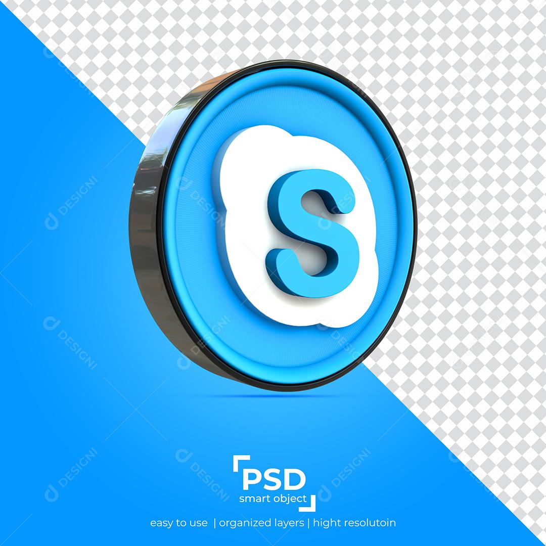 Ícone 3D Skype Para Composição PSD