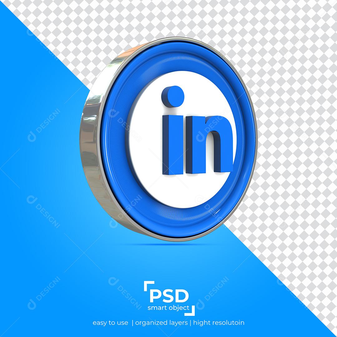 Ícone 3D Linkedin Para Composição PSD