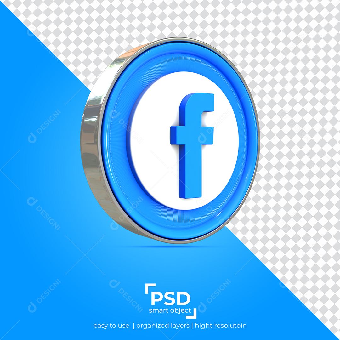 Ícone 3D Facebook Para Composição PSD