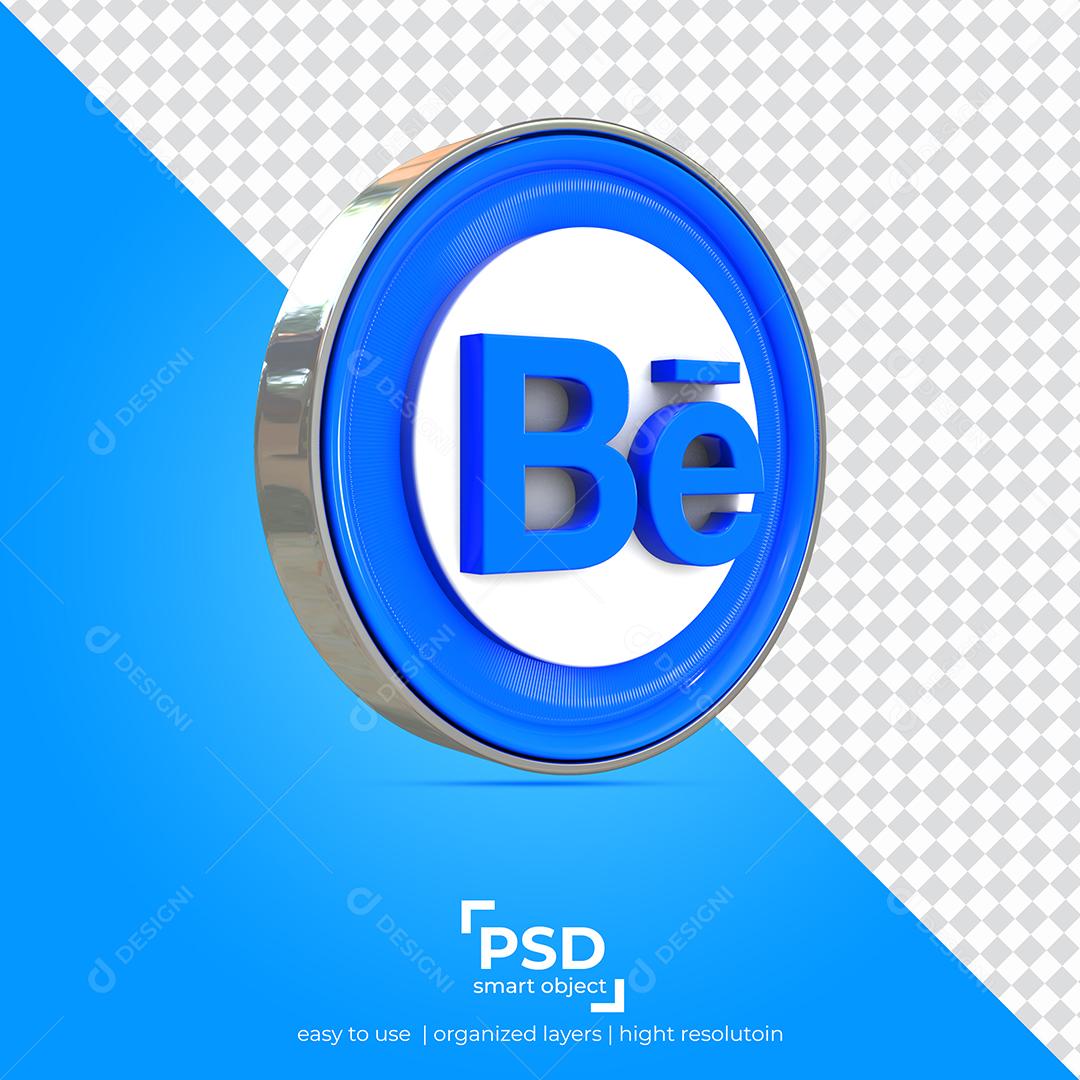 Ícone 3D Behance Para Composição PSD