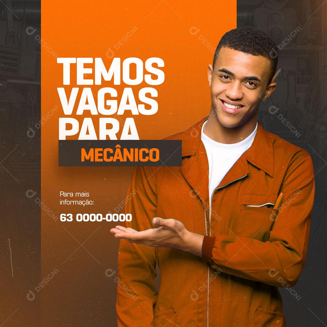 Social Media Oficina Mecânica Temos Vagas Para Mecânico PSD Editável