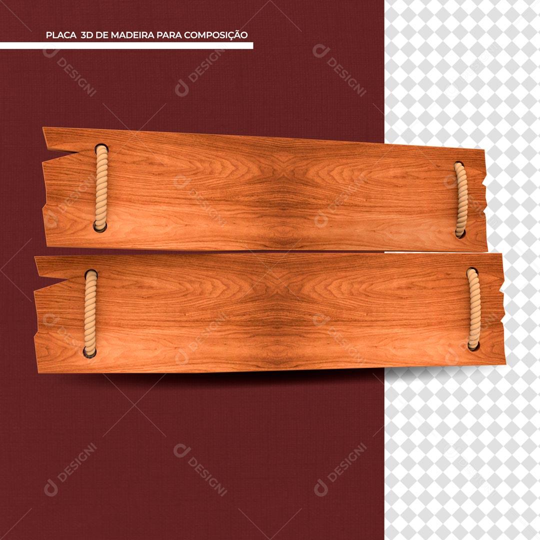 Elemento 3D Tabua De Madeira Amarradas Com Cordas PSD