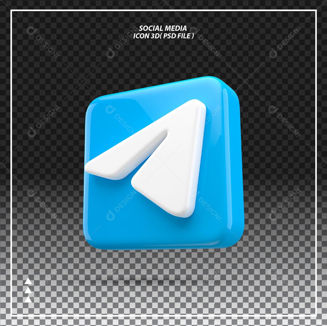 Elemento 3D Telegram Para Composição PSD