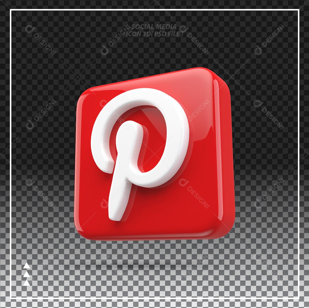 Elemento 3D Pinterest Para Composição PSD