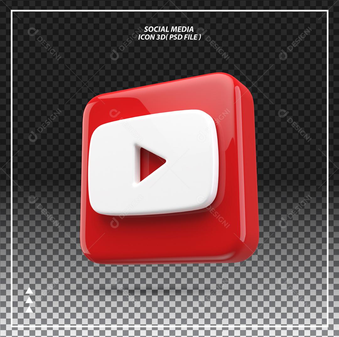 Elemento 3D Youtube Para Composição PSD