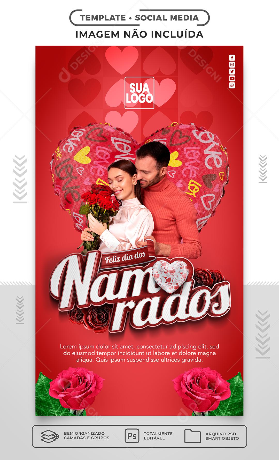 Story Feliz Dia dos Namorados Social Media PSD Editável