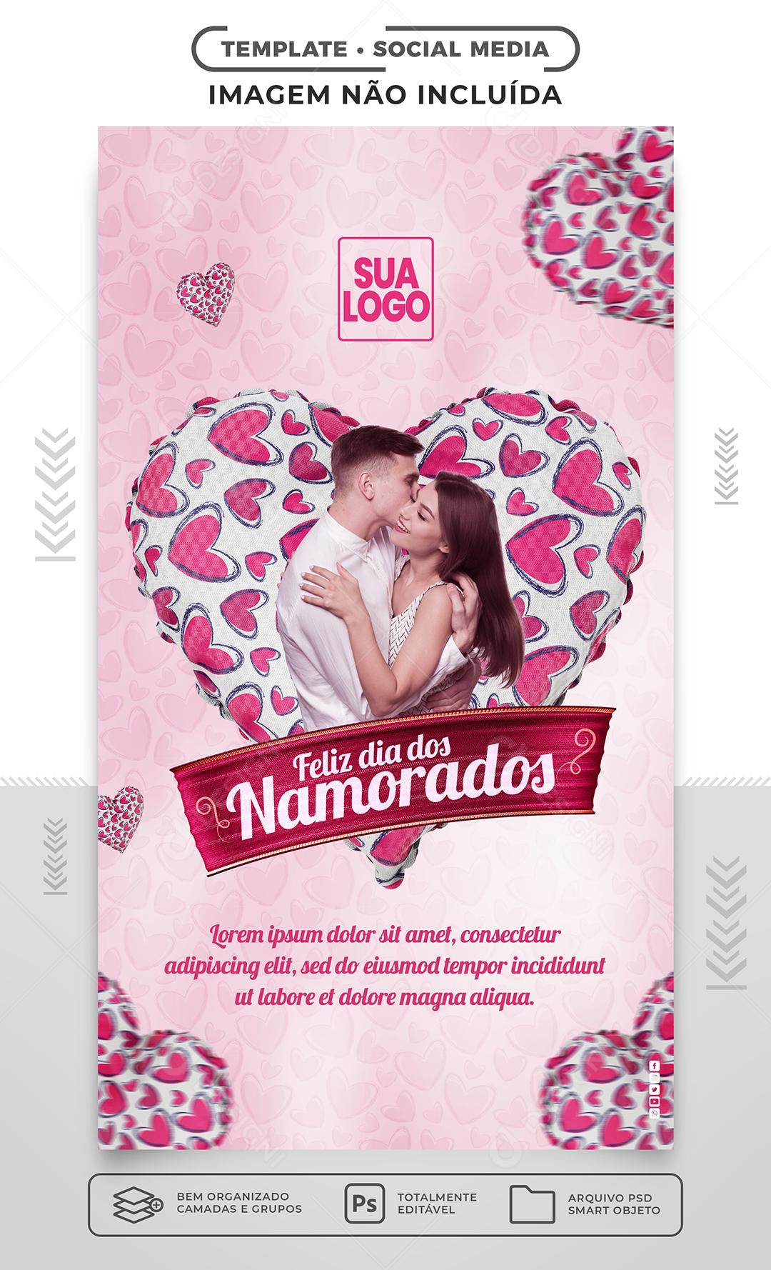 Story Feliz dia dos Namorados Social Media PSD Editável
