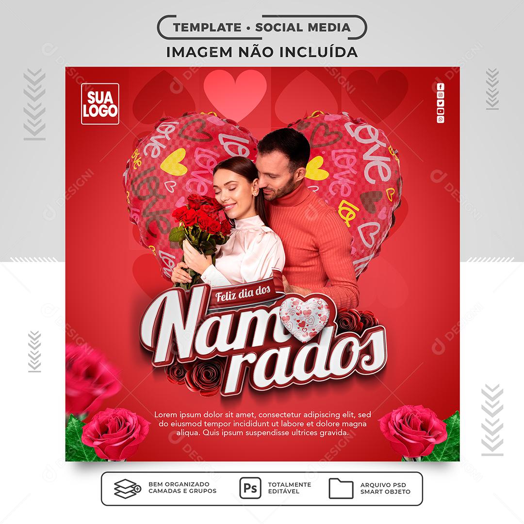 Feliz Dia dos Namorados Social Media PSD Editável