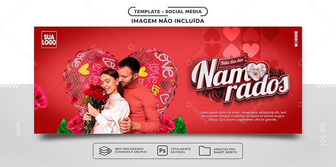 Banner Feliz Dia dos Namorados Social Media PSD Editável