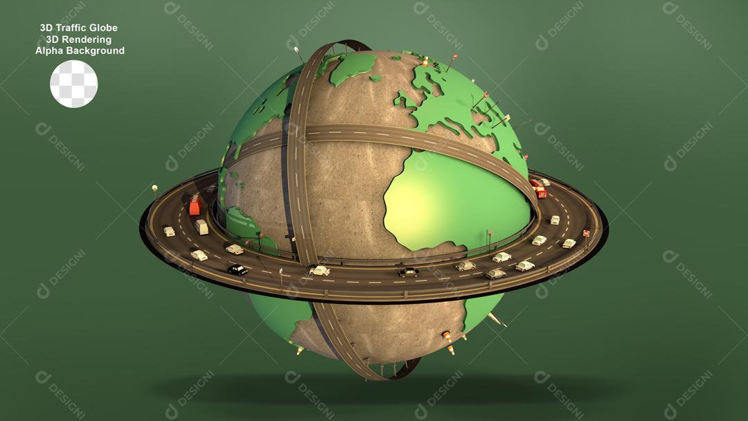 Globo Terrestre Elemento 3D para Composição PSD