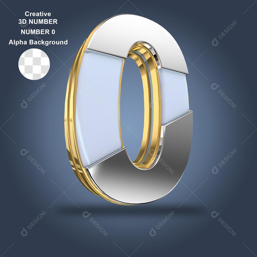 Número 3D 0 Para composição PSD
