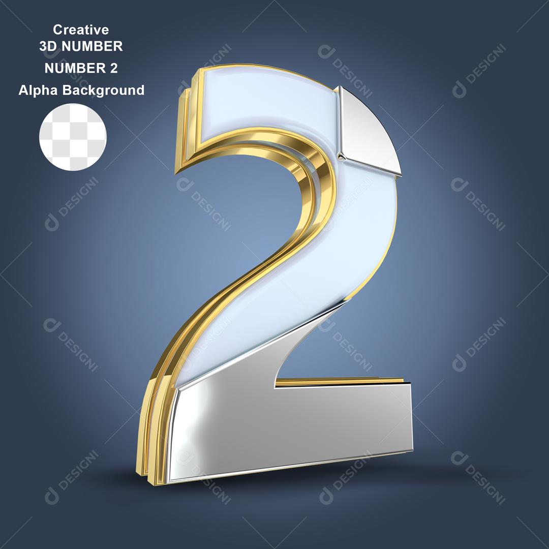 Número 3D 2 Elemento Para composição PSD