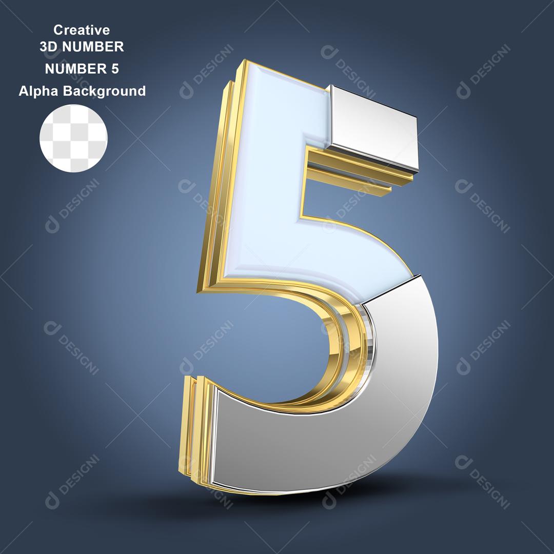Número 3D 5 Para composição PSD