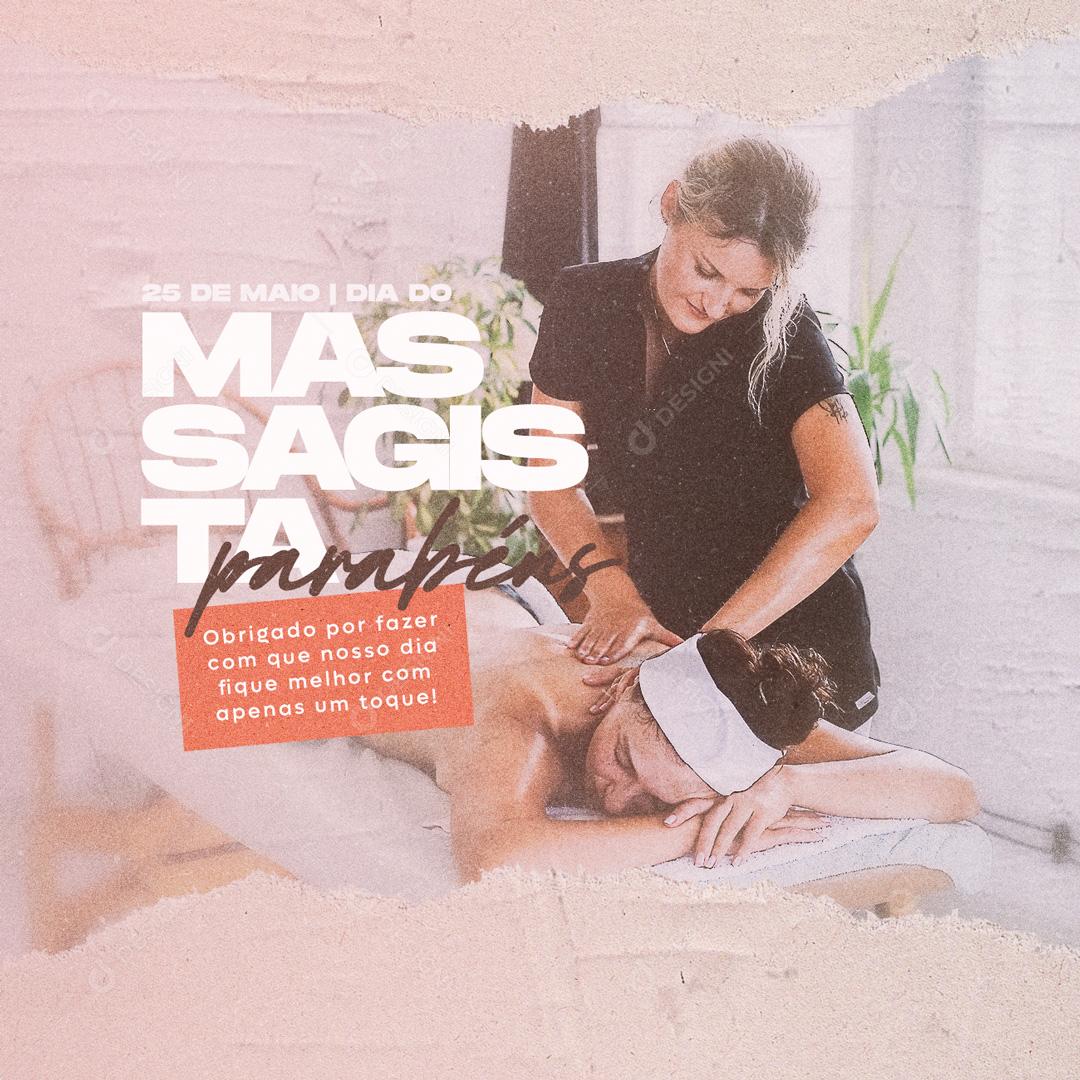 Social Media Obrigado por fazer com que nosso dia fique Melhor Dia do Massagista PSD Editável