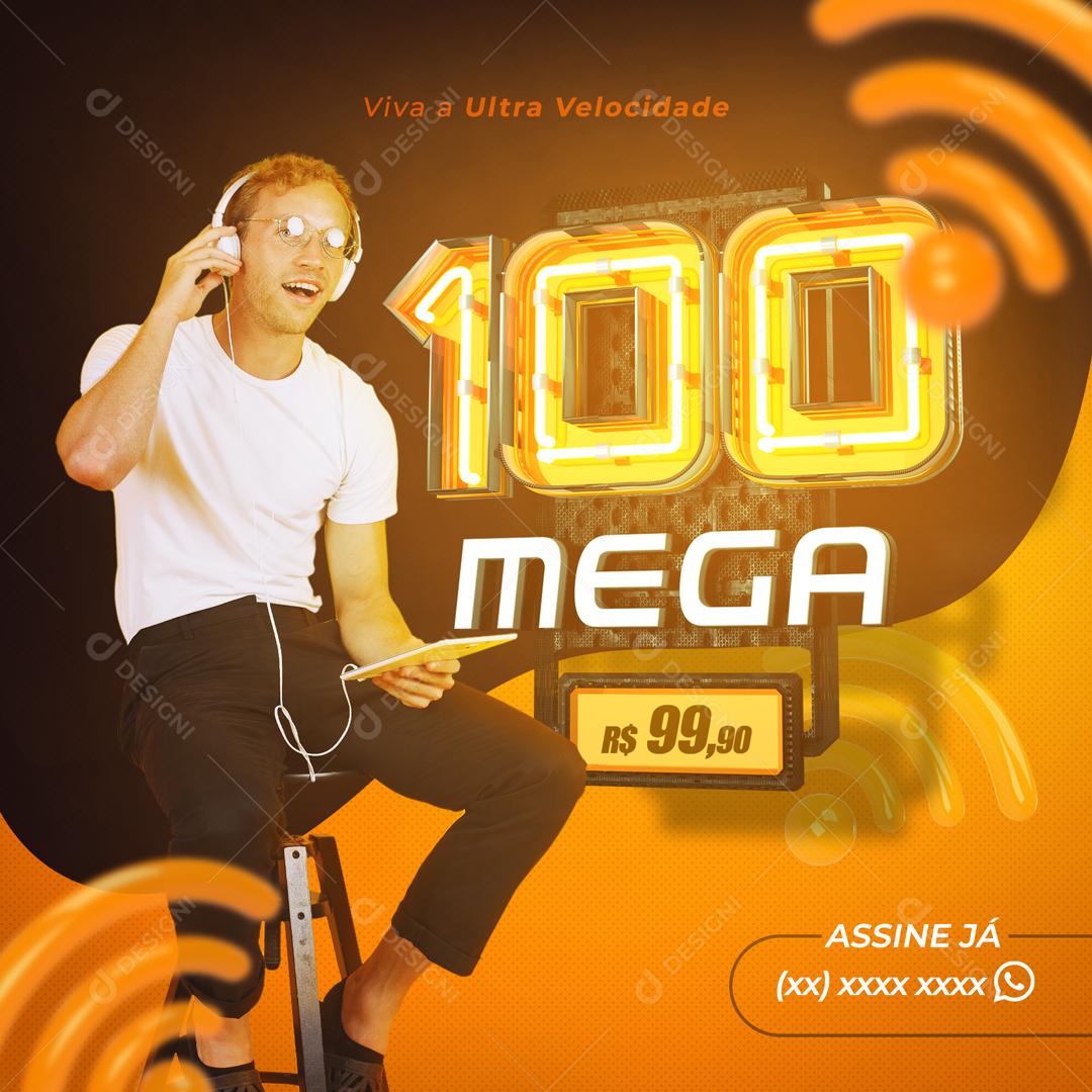 Social Media 100 Mega de Internet Sua Casa em Ultra Velocidade Provedor de Internet PSD Editável