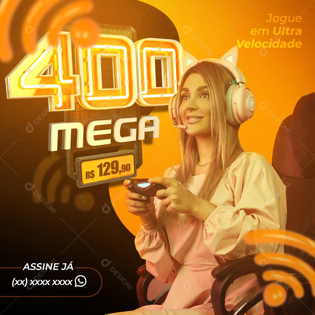 Social Media 400 Mega de Internet Sua Casa em Ultra Velocidade Provedor de Internet PSD Editável
