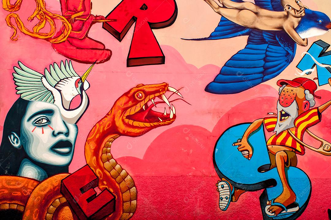 Arte de parede no Beco do Brooklyn em Balneário Camboriú-Brasil