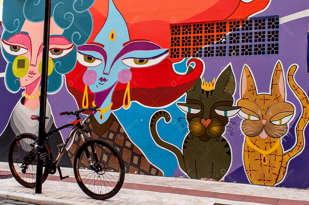 Arte de parede no Beco do Brooklyn em Balneário Camboriú-Brasil.