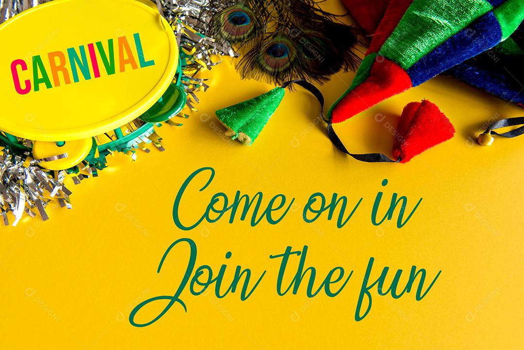 Conceito de carnaval em fundo amarelo, carnaval brasileiro