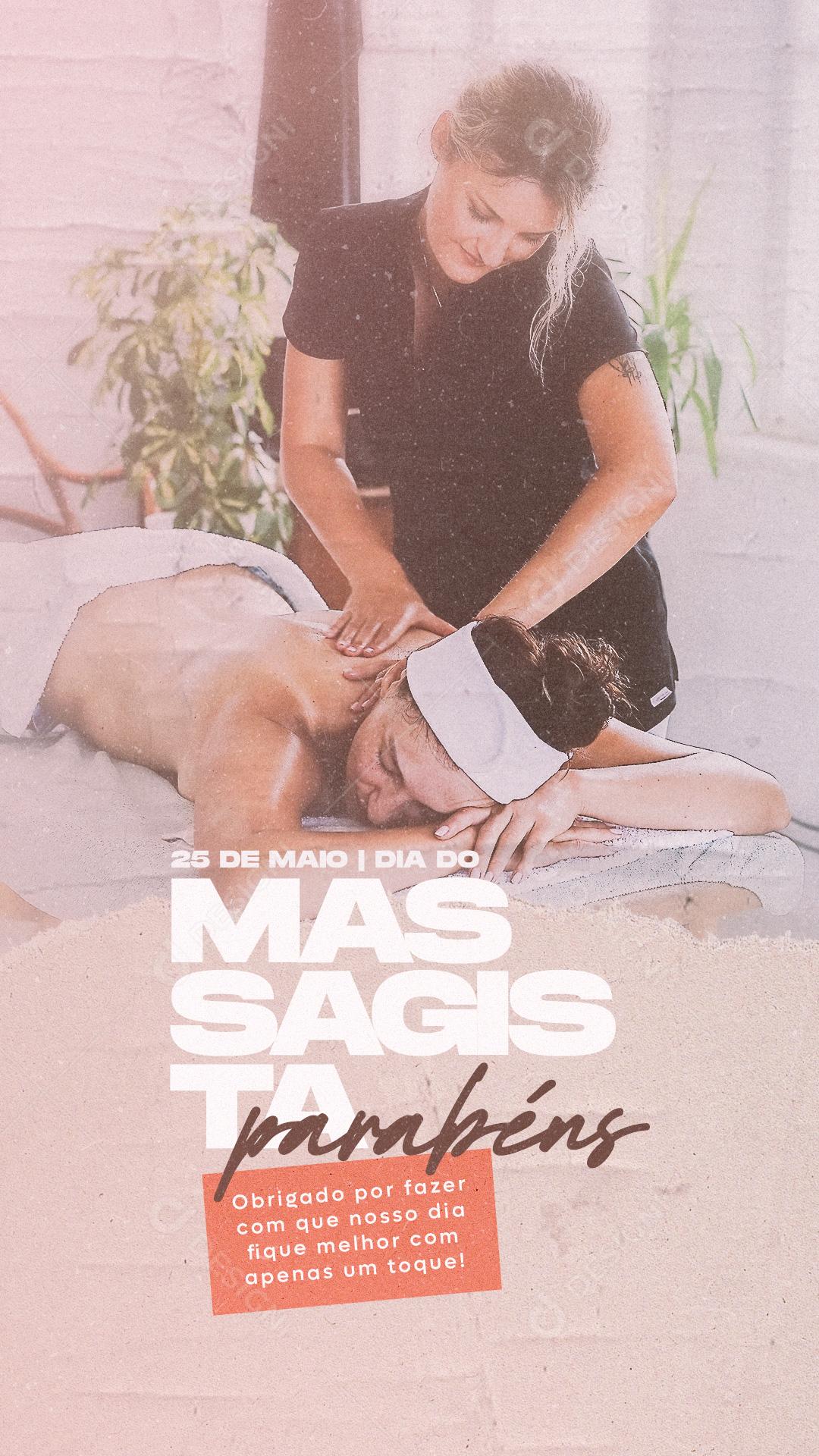 Story Obrigado por fazer com que nosso dia fique Melhor Dia do Massagista Social Media PSD Editável