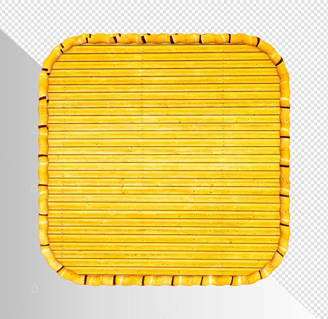 Quadro Dourado de Madeira e Bambu Elemento 3D Para Composição PSD