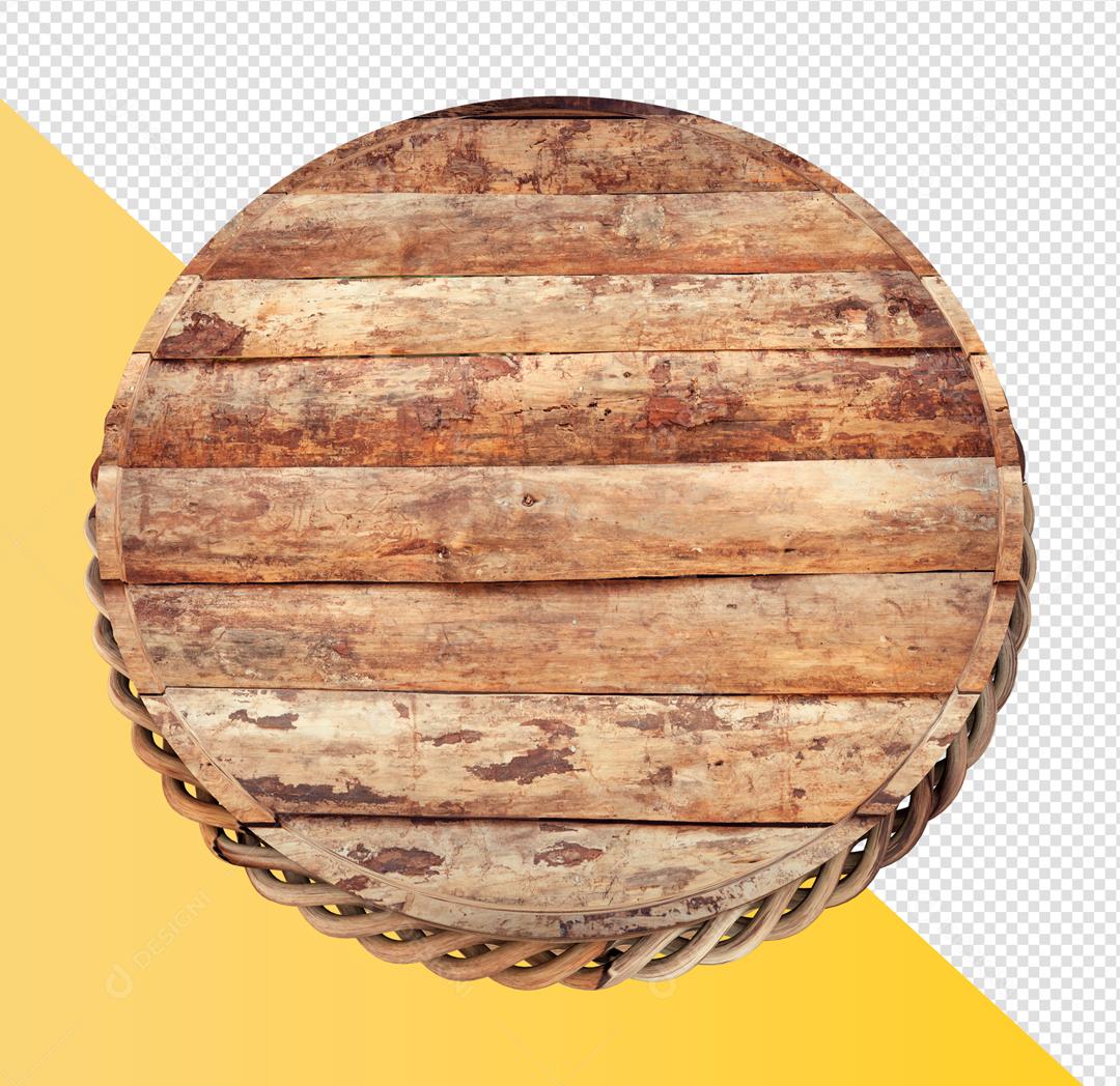 Elemento 3D Círculo de Madeira para Composição PSD