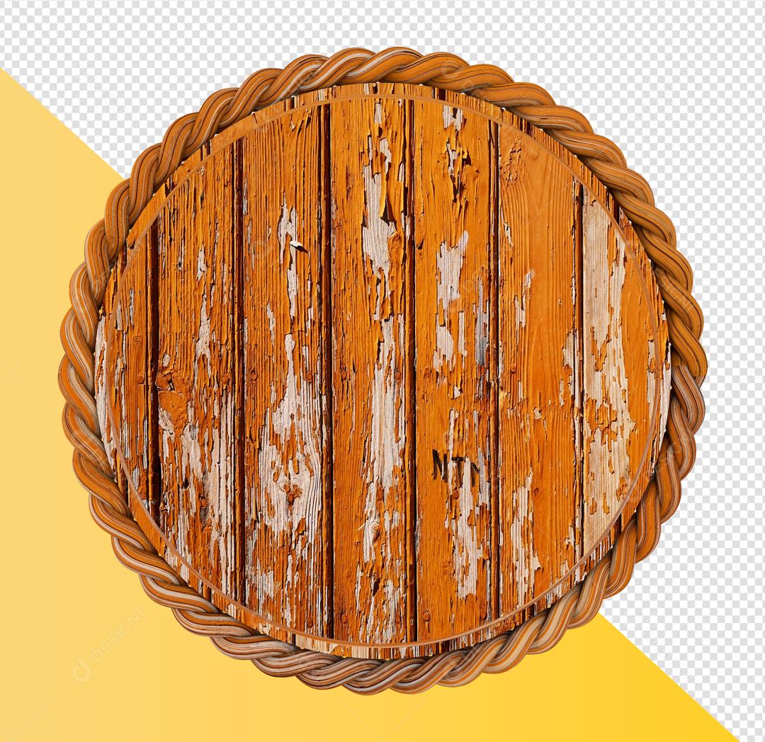 Círculo 3D de Madeira Velha Elemento Para Composição PSD