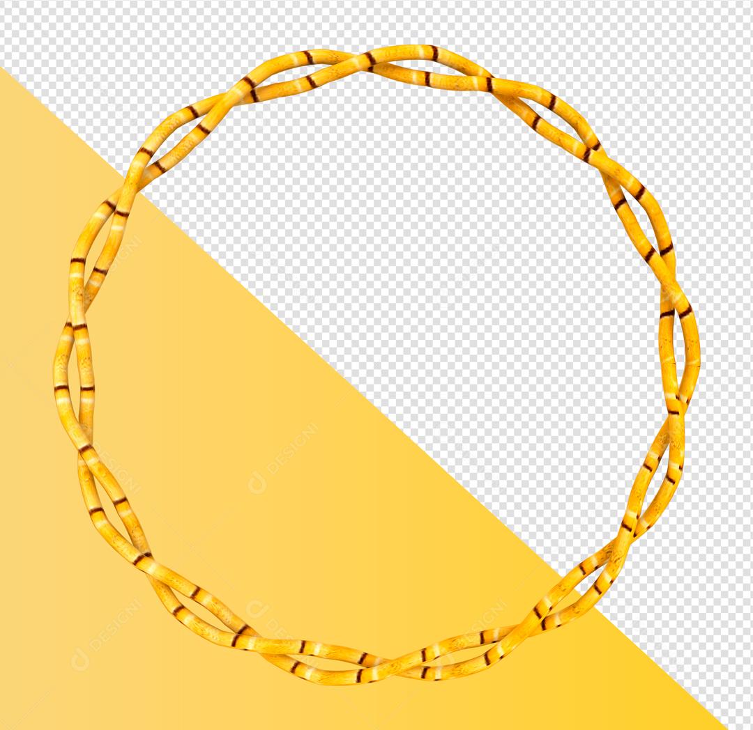 Elemento 3D Círculo Dourado de Bambu para Composição PSD