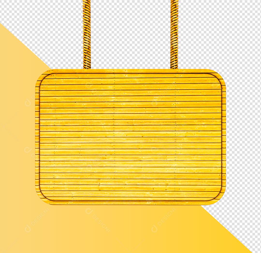 Retângulo Dourado de Madeira Elemento 3D Para Composição PSD