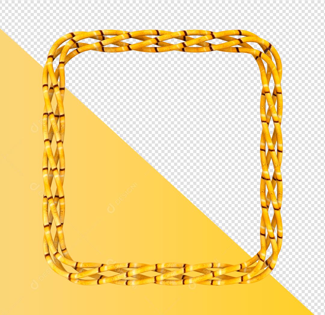 3D Wooden Golden Frame Element For Composition PSD