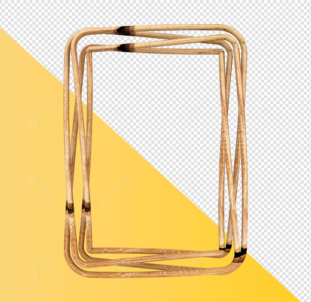 Elemento 3D Retângulo de Madeira Para Composição PSD