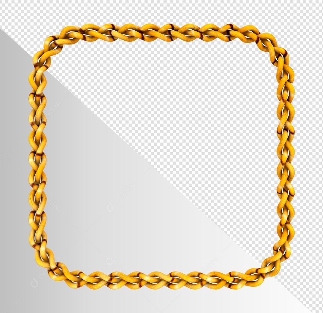 Quadro Dourado de Madeira Elemento 3D Para Composição PSD