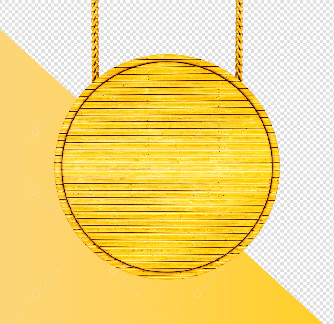 Elemento 3D de Madeira Círculo Dourado Para composição PSD