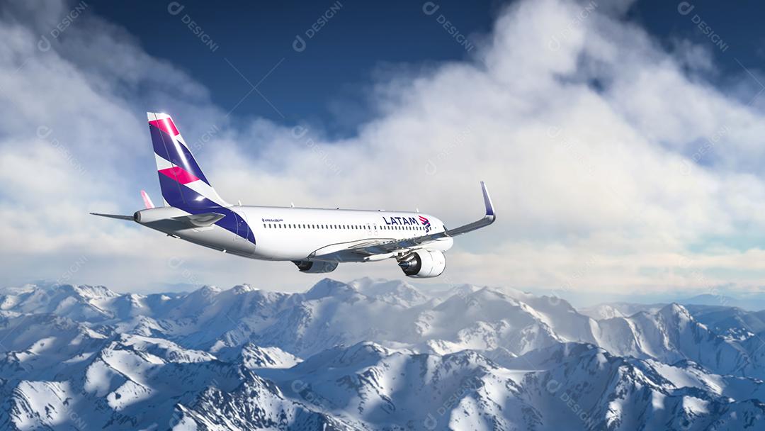 AirBus a320 LATAM sobrevoando a Cordilheira dos Andes, 25 de maio de 2022, Santiago, Chile.