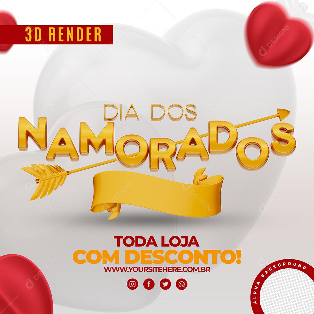 Social Media Dia Dos Namorados Toda loja com Desconto Dourado PSD Editável