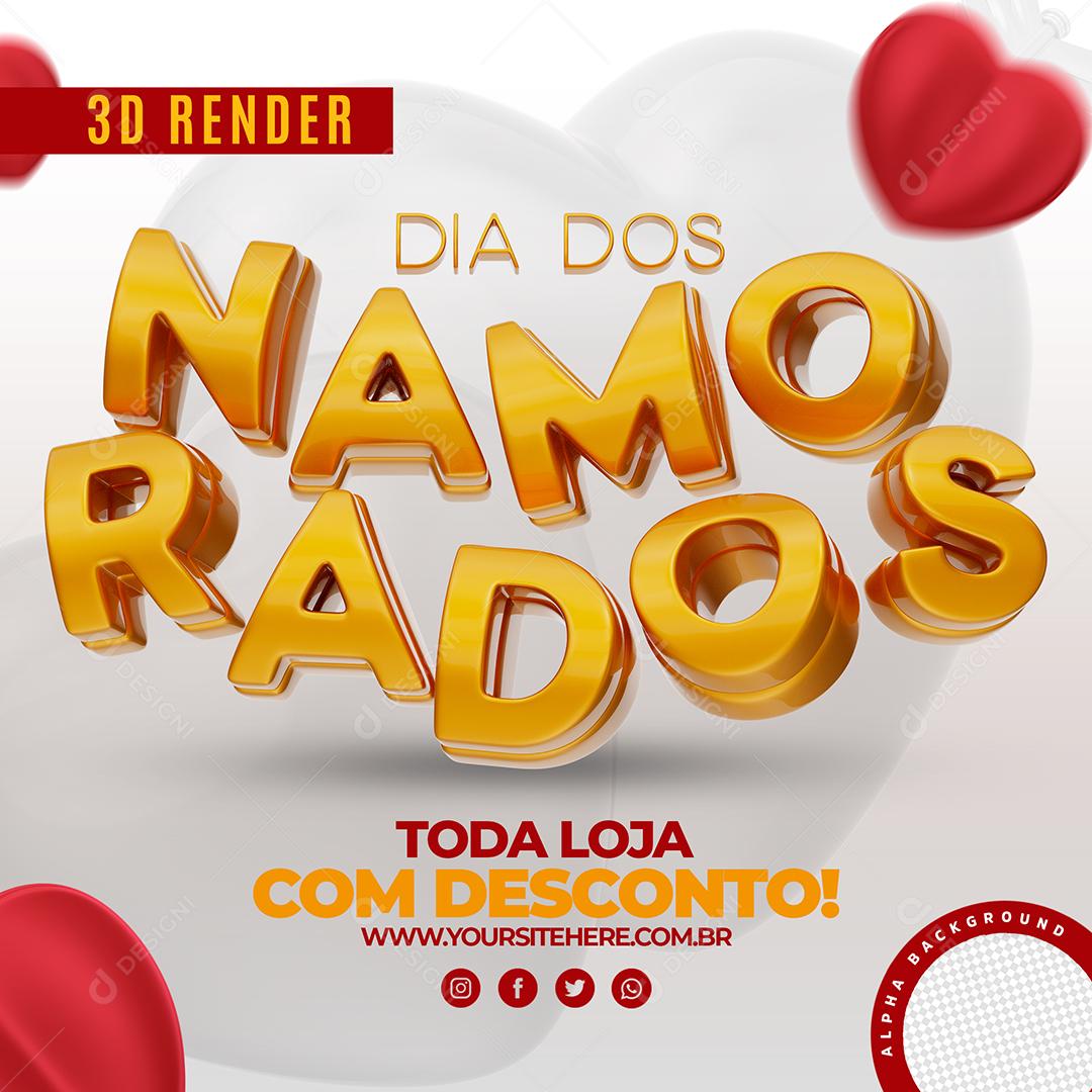 Social Media Toda loja com Desconto Dia Dos Namorados Dourado PSD Editável