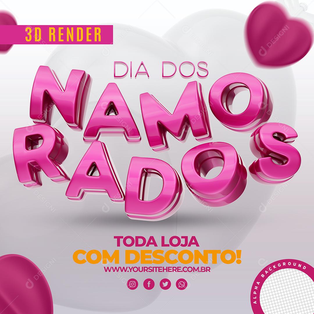 Social Media Toda loja com Desconto Dia Dos Namorados Rosa PSD Editável
