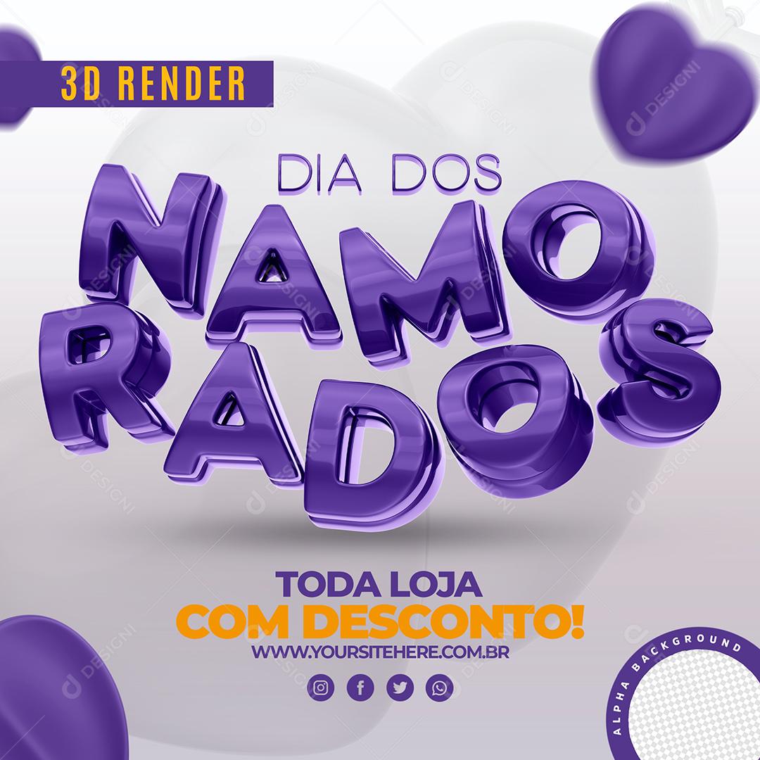Social Media Toda loja com Desconto Dia Dos Namorados Roxo PSD Editável