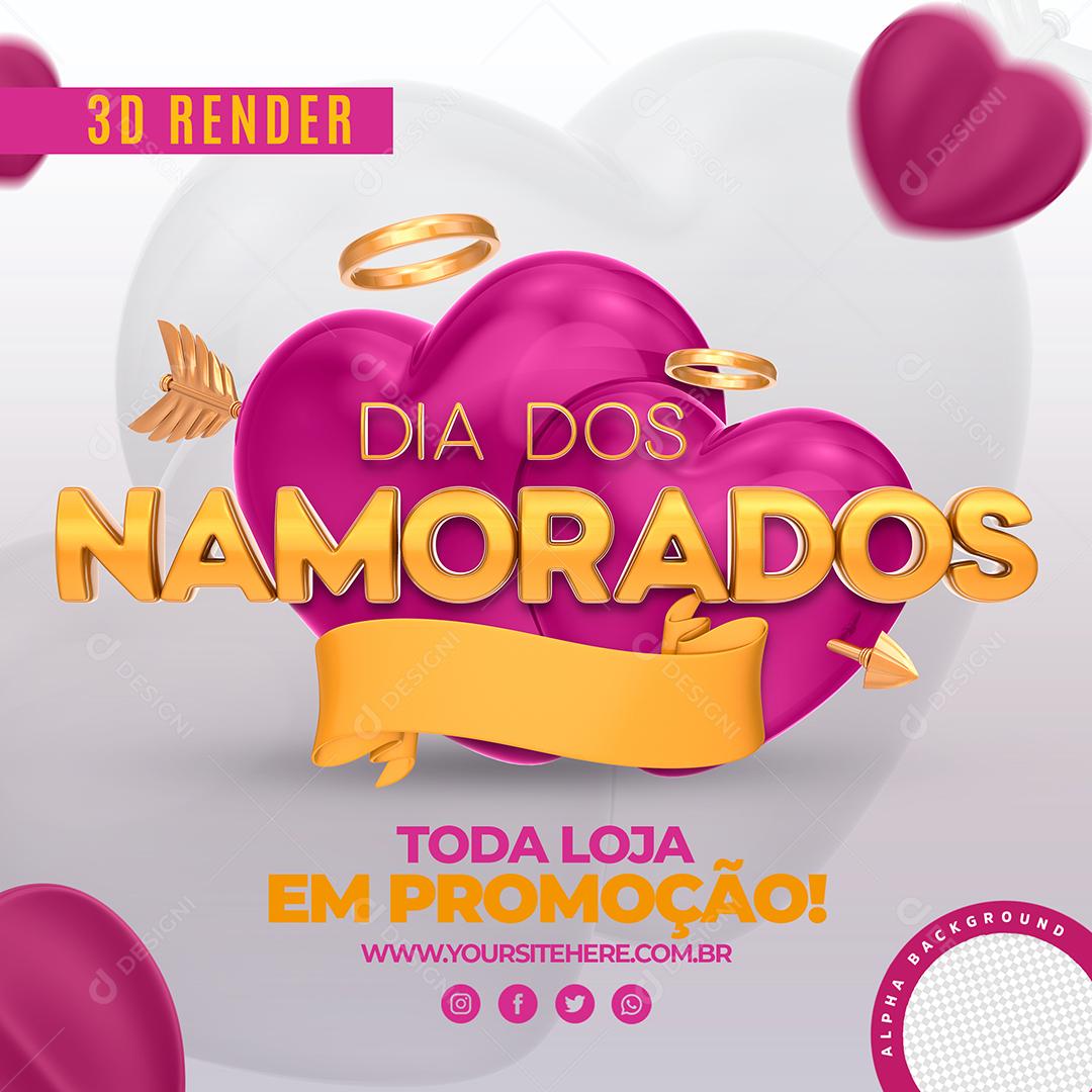 Toda loja com Desconto Dia Dos Namorados Rosa Social Media PSD Editável