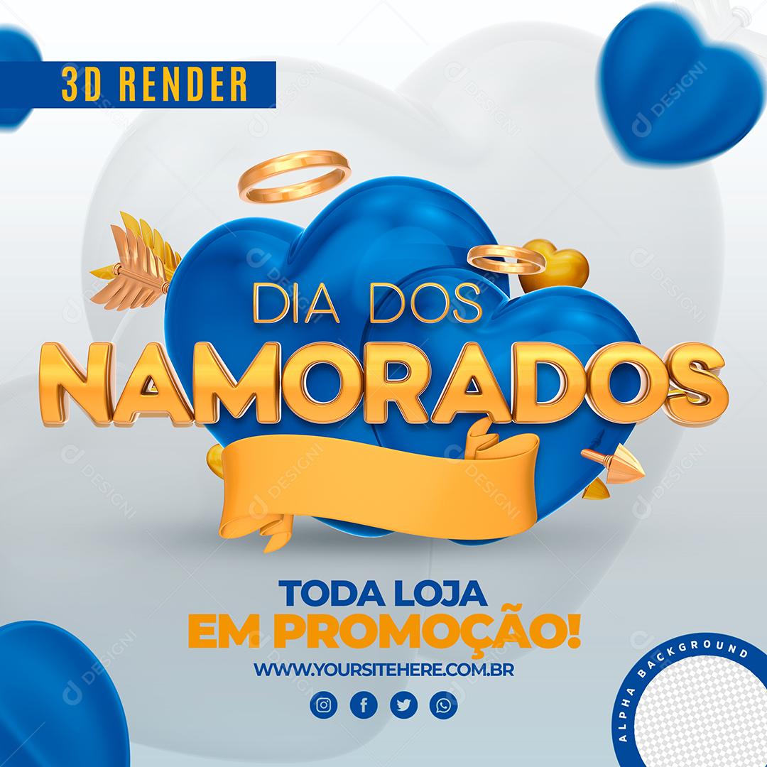 Toda loja com Desconto Dia Dos Namorados Azul Social Media PSD Editável