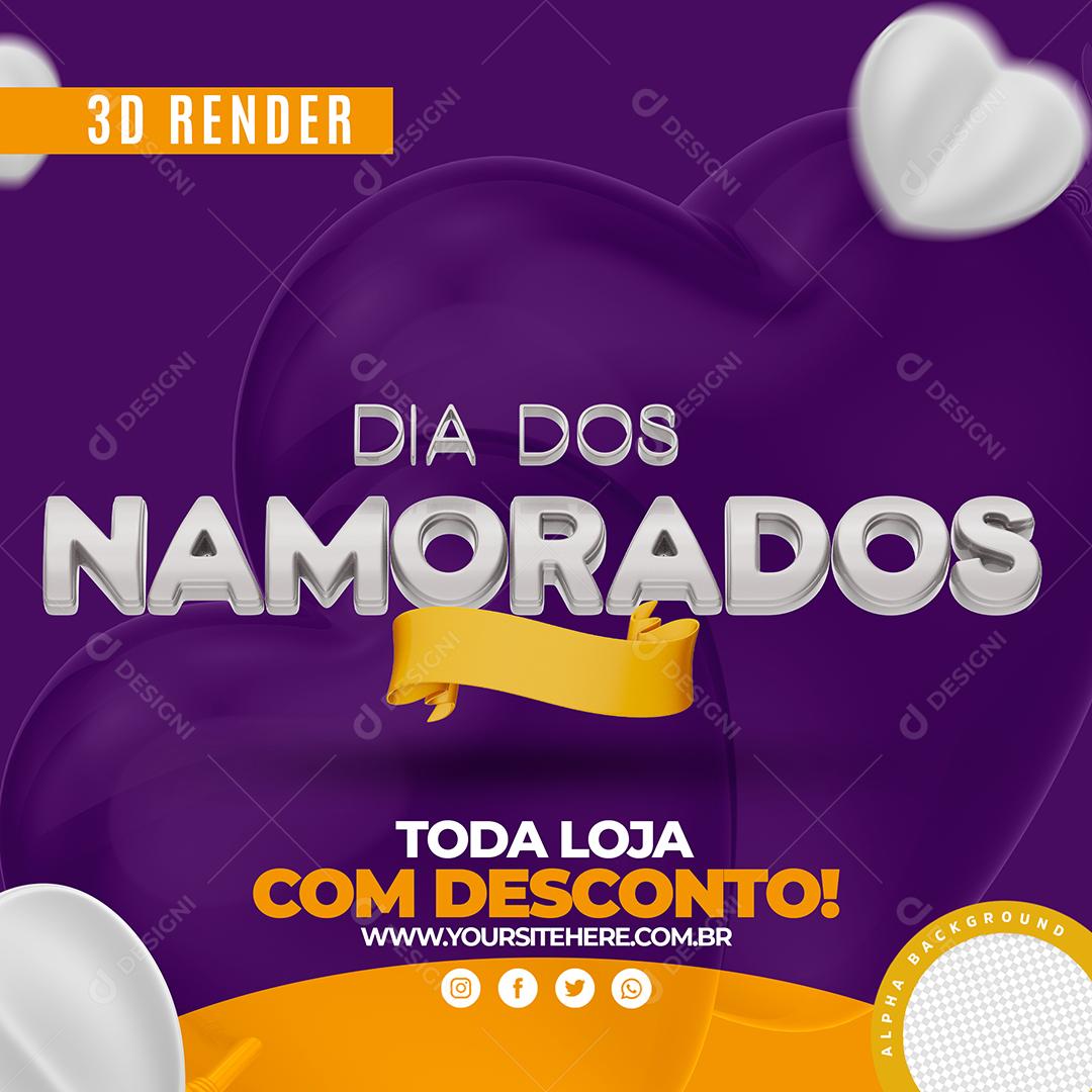 Social Media Toda loja com Desconto Dia Dos Namorados Roxo PSD Editável